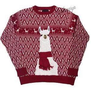 Blizzard Bay 100% Cotton Llama Ugly Christmas Sweater Size S